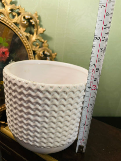 Textured White Ceramic Planter Pot | Modern Indoor Plant Holder