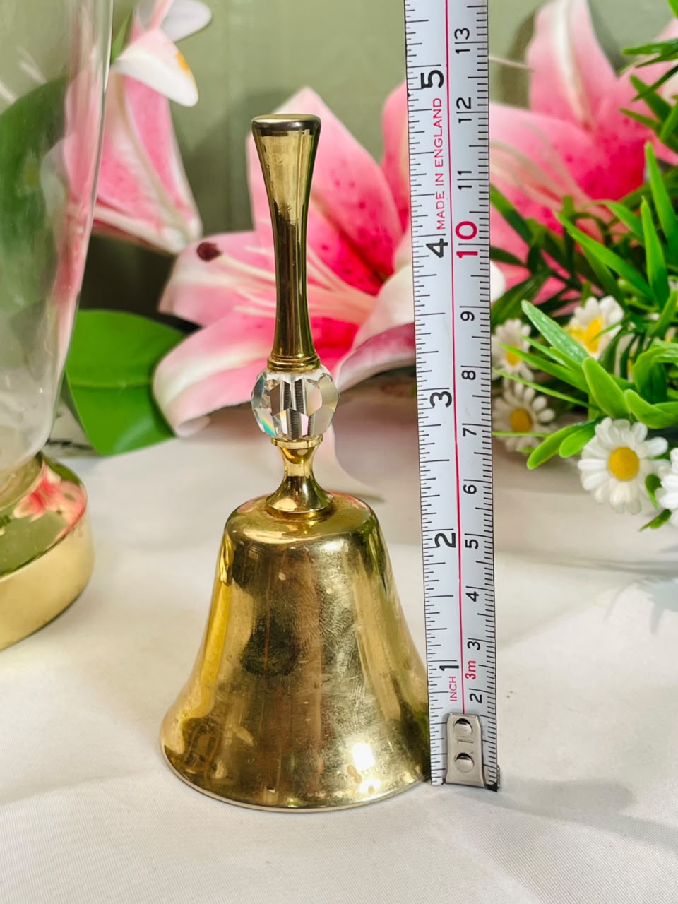 Brass-Tone Hand Bell with Crystal Accent – 12 cm
