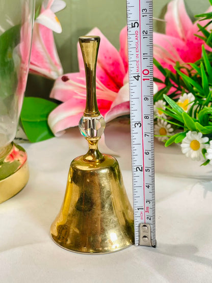 Brass-Tone Hand Bell with Crystal Accent – 12 cm