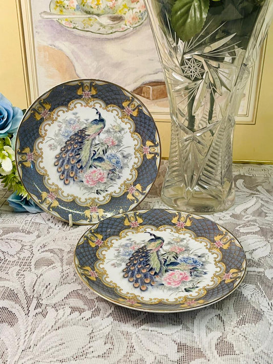(Rare Find) Pair of Vintage Peacock Decor Plates 6.5” – Japan