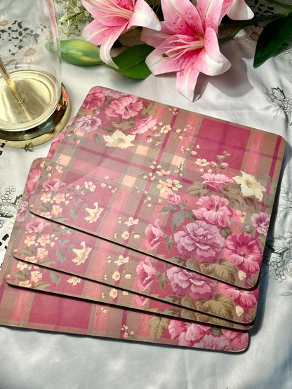 Vintage Floral Tartan Placemats Set of 4 – 12 in