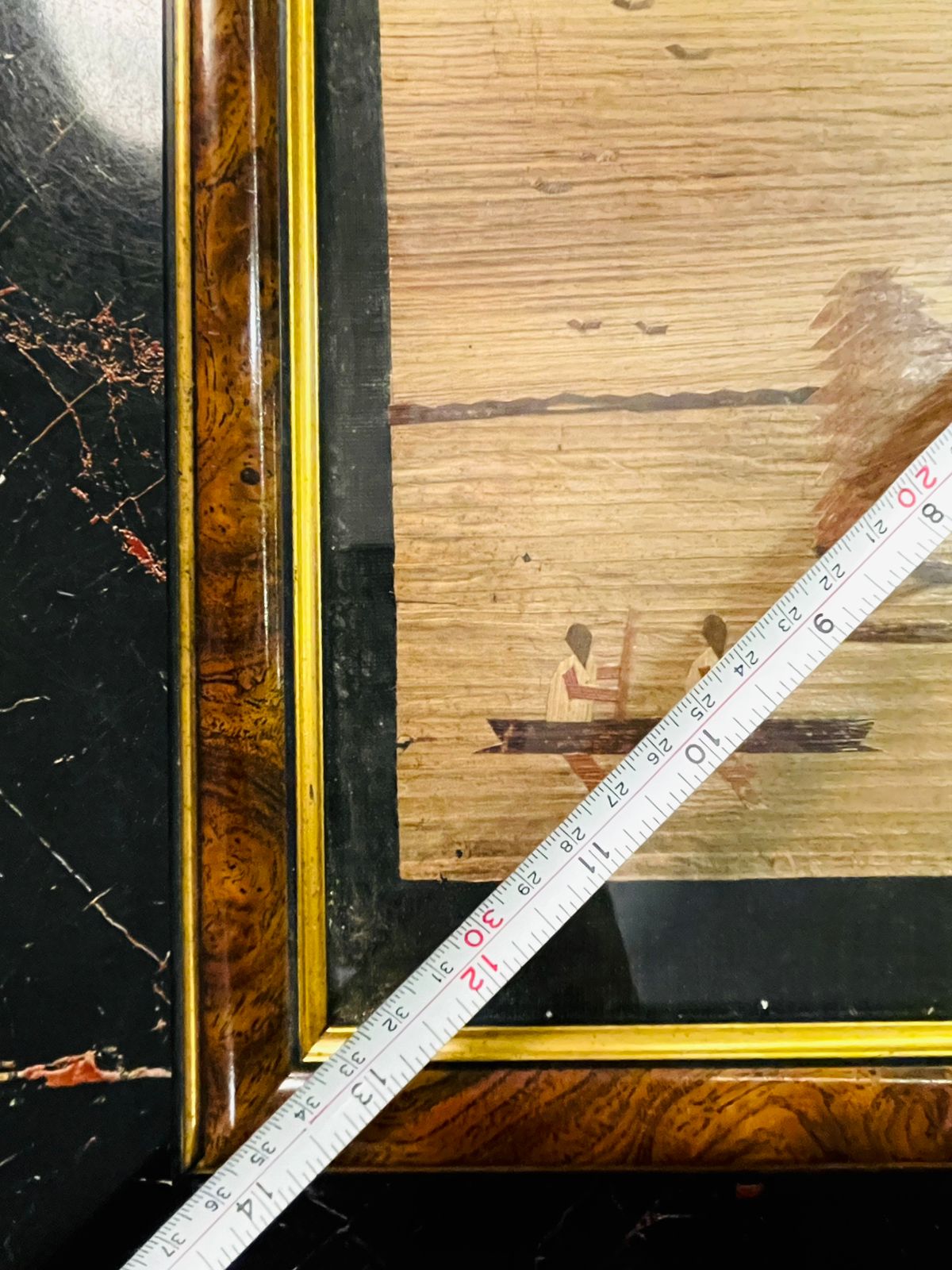 Vintage Marquetry Framed Landscape Wall Art