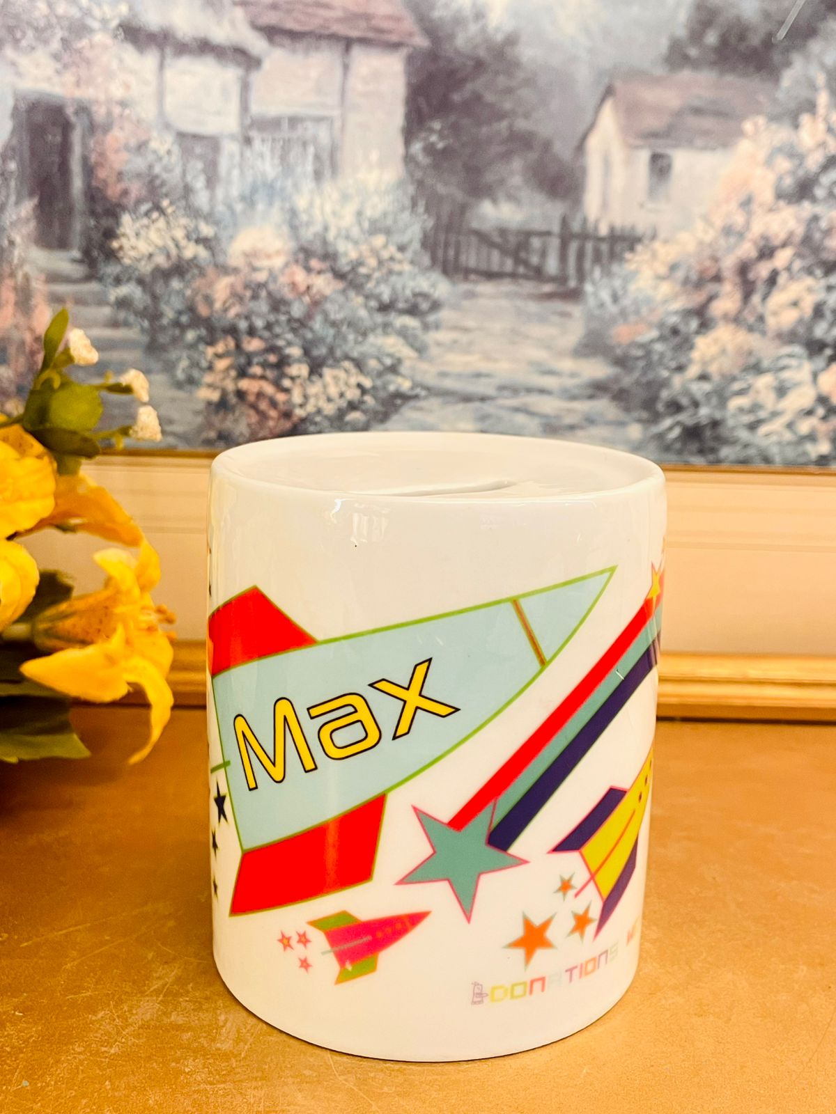 Max Rocket Design Ceramic Coin Bank
