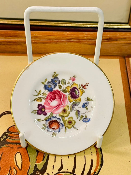 Vintage Floral Bone China Trinket Dish – Mini Jewellery Plate