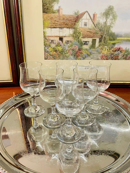 Vintage DEMA Sherry & Port Short Glasses Set of 6 – Fine Rim Crystal, With Box