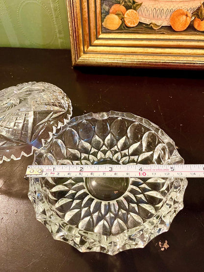 Vintage Cut Glass Covered Candy Dish – 5 Inch