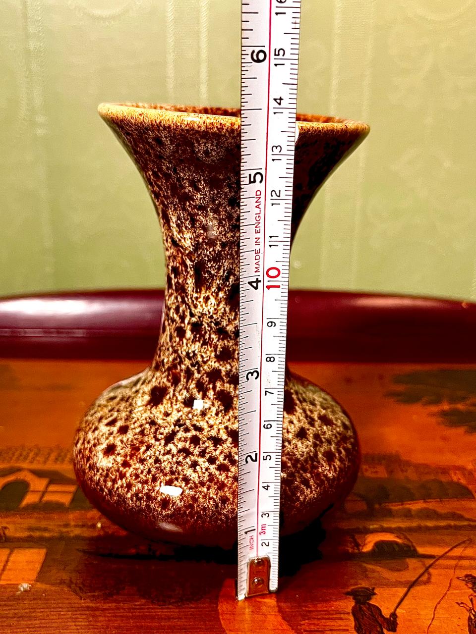 Fosters Pottery Brown Speckled Ceramic Bud Vase | 5 Inch | Vintage England