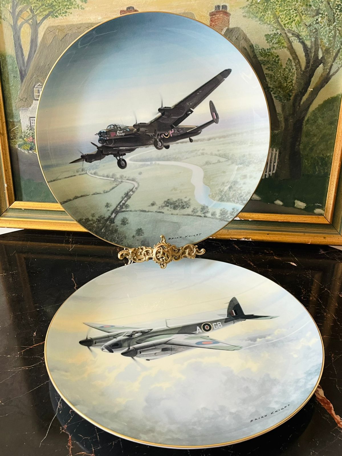 coalport lancaster avro, world war 2 plates, limited edition coalport, british aviation collectibles, RAF memorabilia, military decor, vintage bone china england, aviation gift, collector plates set, wwii decorative china