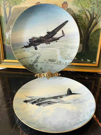 coalport lancaster avro, world war 2 plates, limited edition coalport, british aviation collectibles, RAF memorabilia, military decor, vintage bone china england, aviation gift, collector plates set, wwii decorative china