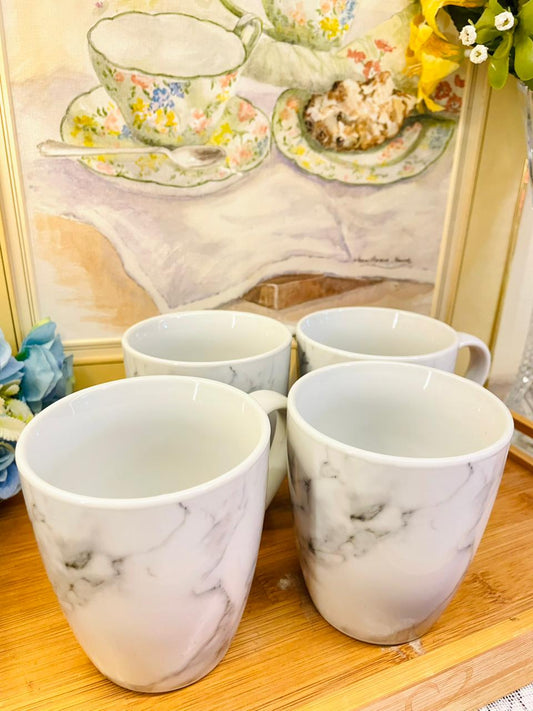 Marble Design Ceramic Mugs (Set of 4)