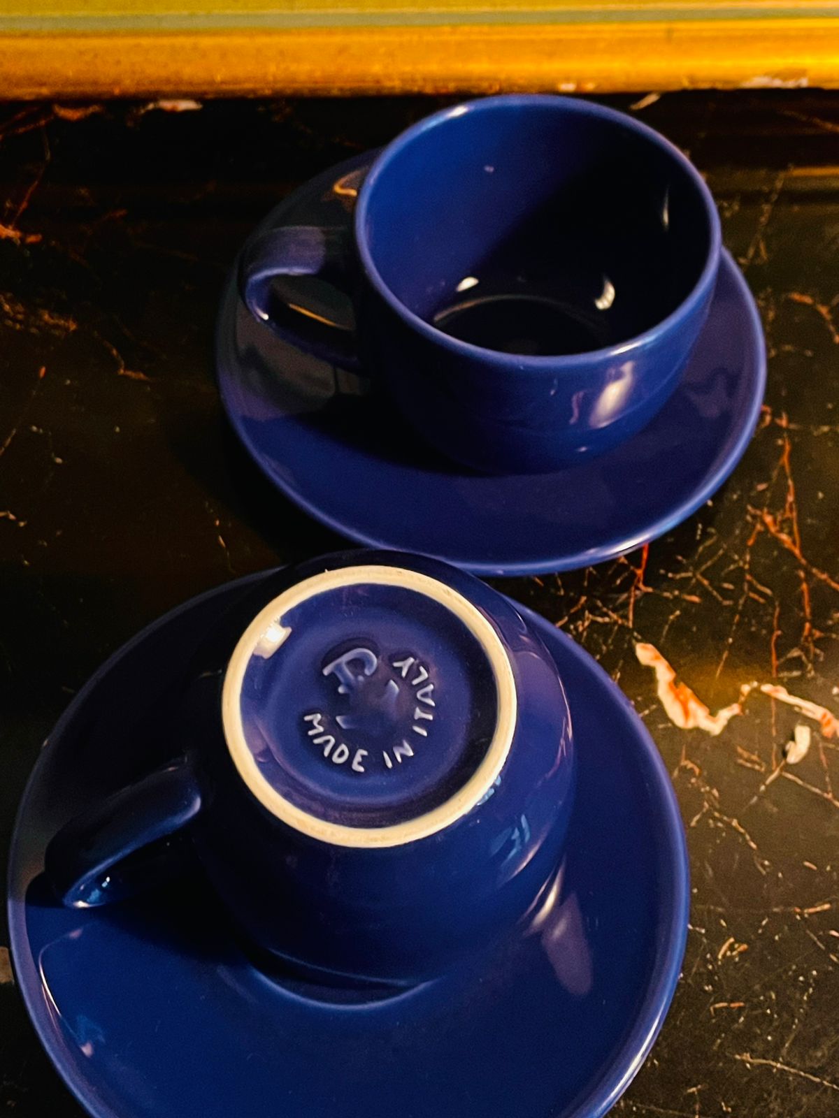Cobalt blue Turquoise Espresso Cup & Saucer Set – Made in Italy – 2 Pieces