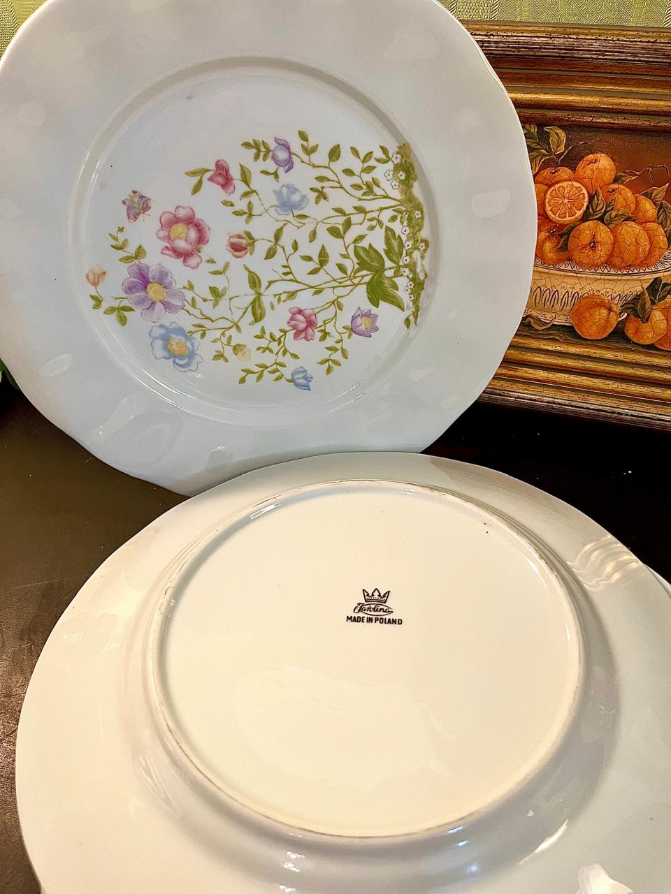 Karolina Poland 10" Floral Dinner Plates Set of 4 Vintage Porcelain