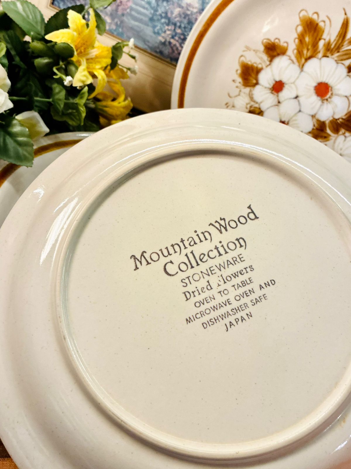 Mountain Wood Dried Flowers Dinner Plates Set of 4
