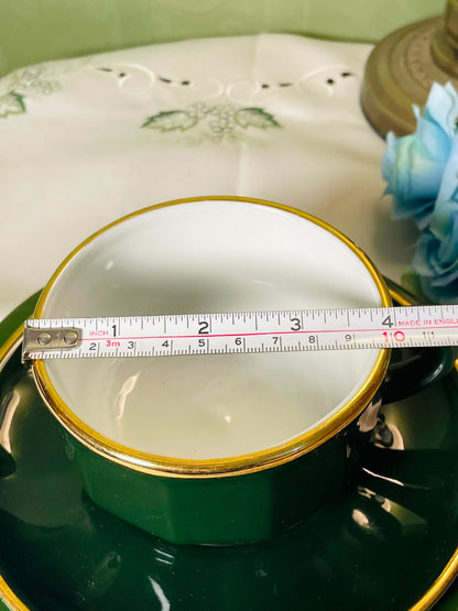 APILCO France Green Gold 3-Piece Cup Saucer Plate Set