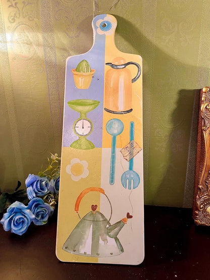 Vintage Kitchen Print Cutting Board Serving Board 18 Inch