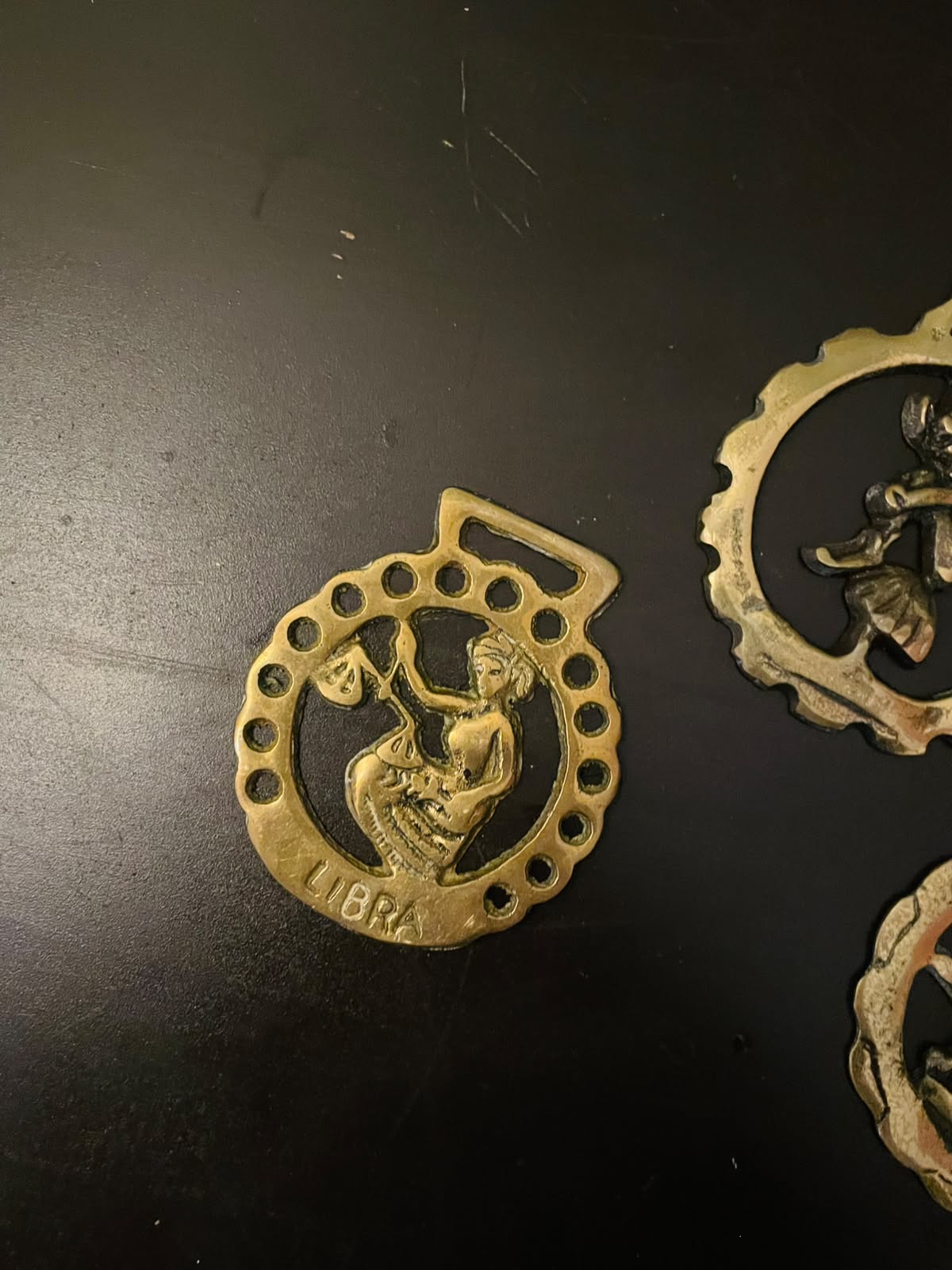 Vintage Brass Zodiac Horse Medallions Set of 3