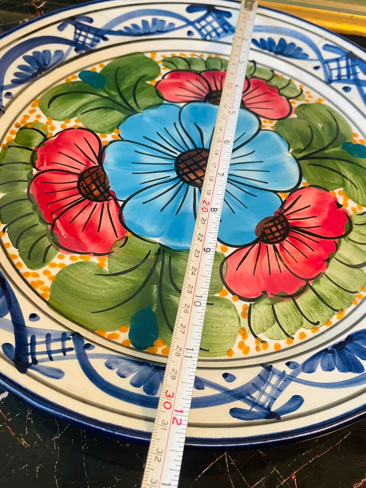 Amorós Talavera-Style Hand-Painted Ceramic Plater – Made in Spain – Large 31 cm