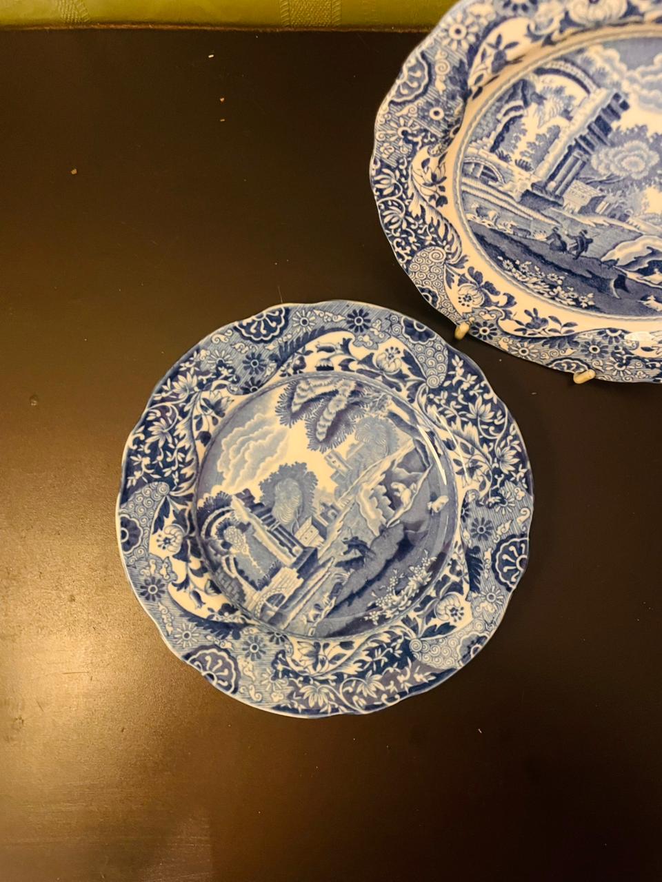 Vintage Copeland Spode Italian Blue Transferware Plates – Set of 2