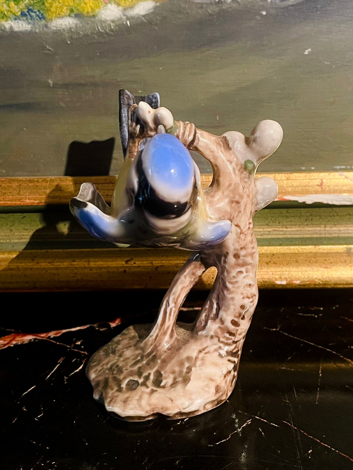 Vintage Porcelain Bird Figurine — “Blue Tits on Branch” by Wade England