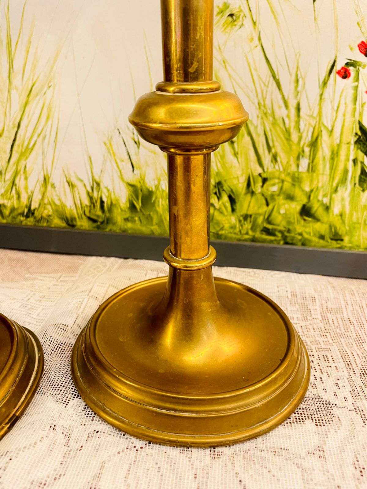 Pair of Vintage Brass Scalloped Candlestick Holders