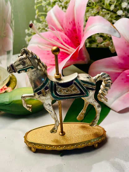 Vintage Brass Carousel Horse Figurine on  – Approx. 11 cm