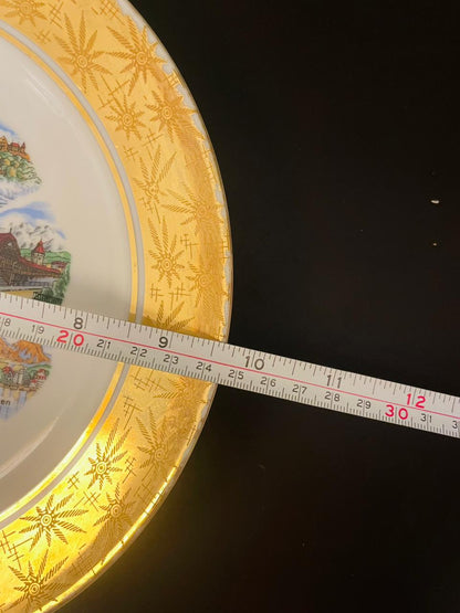 Vintage Suisse Switzerland Souvenir Wall Plate 10"