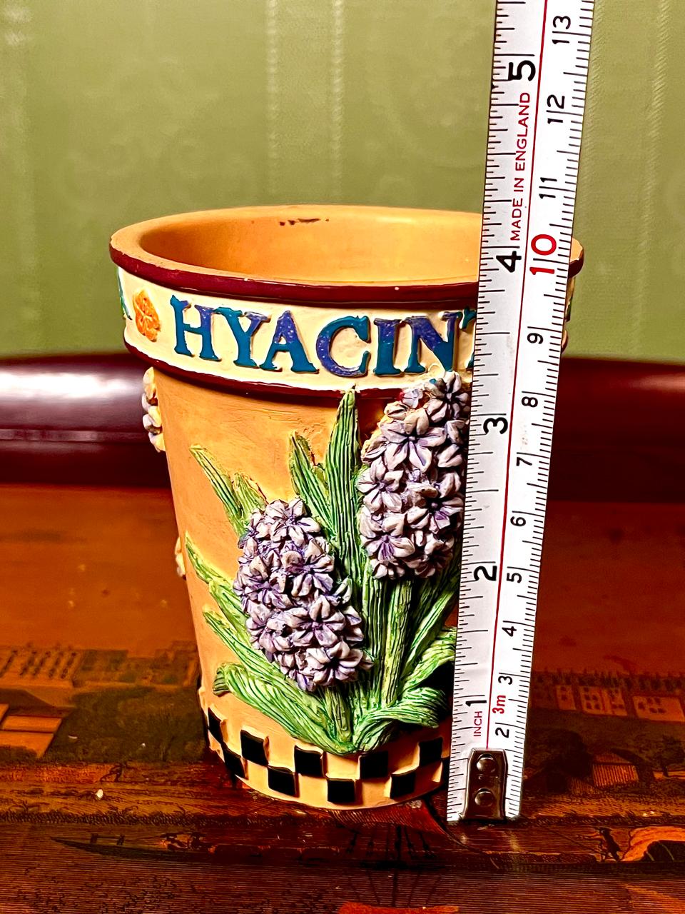 Hyacinth Embossed Ceramic Planter Pot 5 Inch | Floral Plant Pot