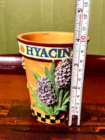 Hyacinth Embossed Ceramic Planter Pot 5 Inch | Floral Plant Pot