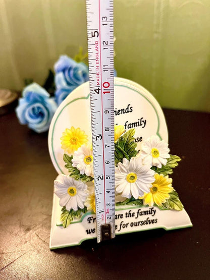 Vintage Friends Floral Coaster Set with Holder 5 Inch