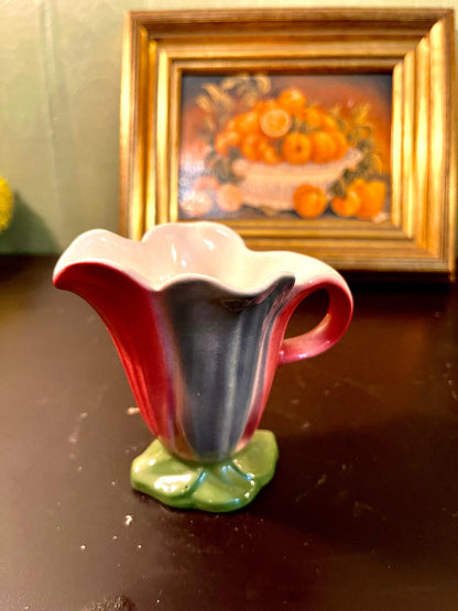 7 Inch Tulip-Shaped Ceramic Vase – Hand-Painted Floral Pottery