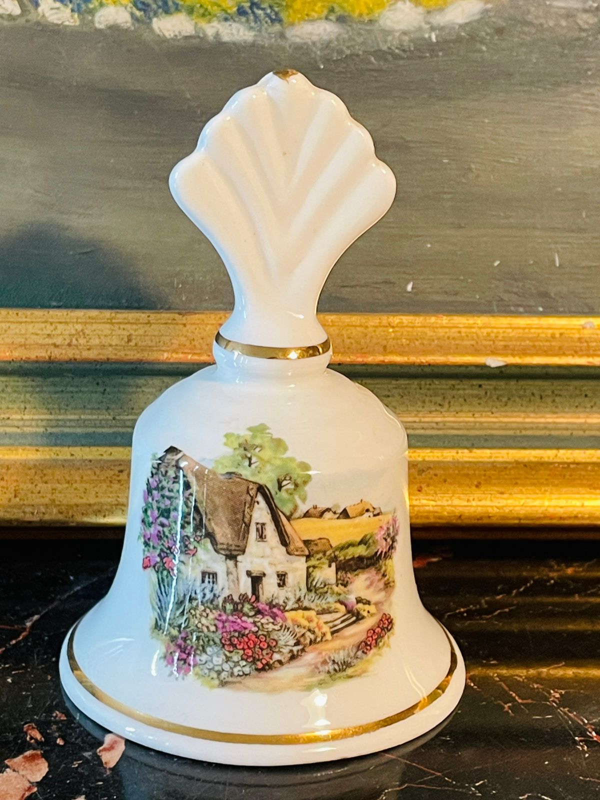 Fenton China “English Cottage Garden” Ceramic Bell – Made in England – 5 Inches Tall