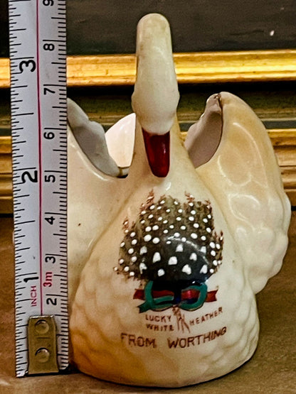 Vintage Worthing Swan Vase – Lucky White Heather Souvenir