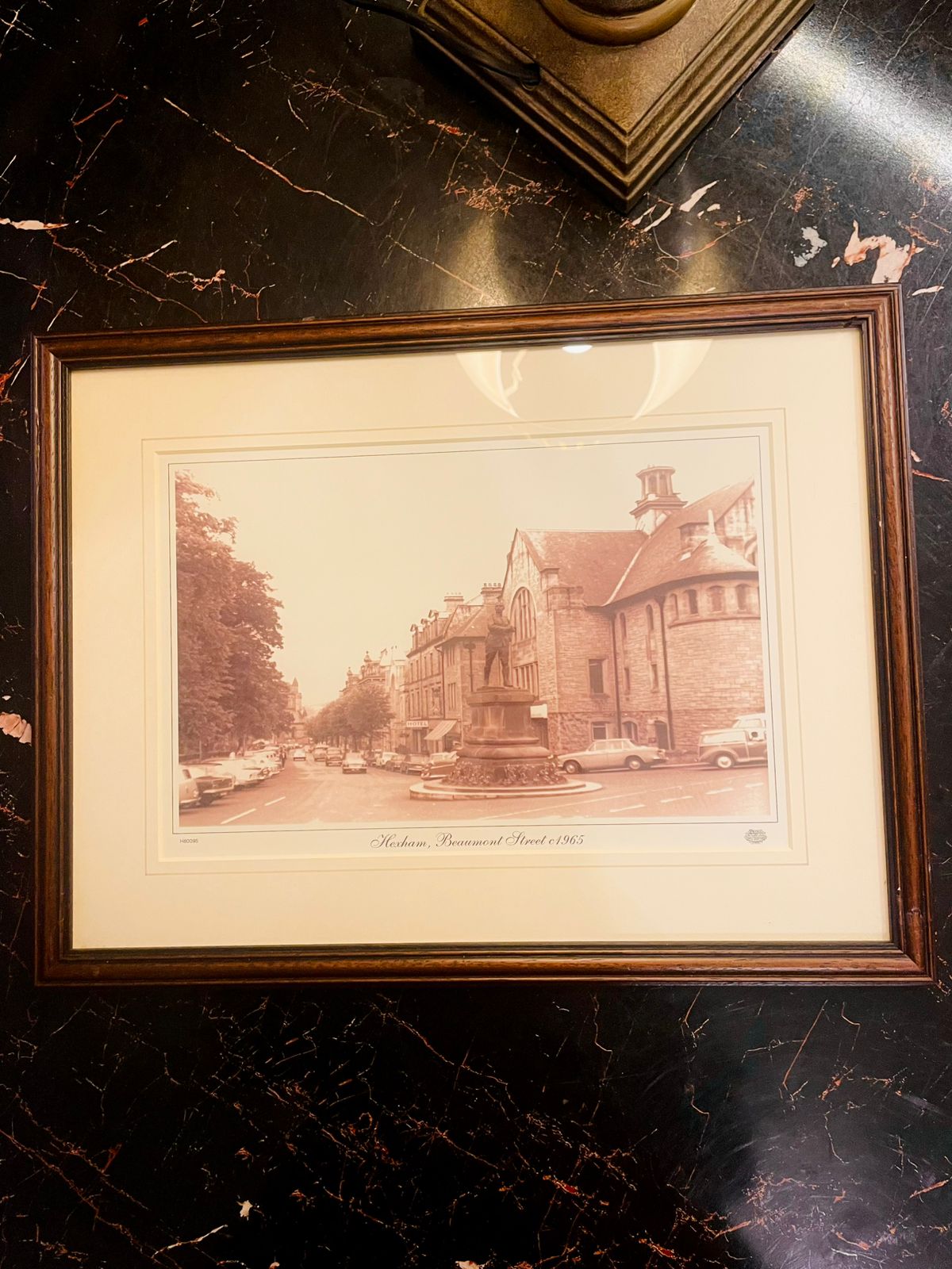 Vintage Sepia Street Scene Framed Wall Art 1965