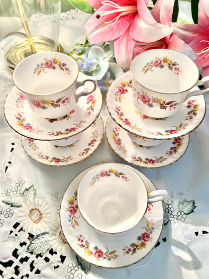 Royal Stafford Floral Bone China Teacup & Saucer Set England