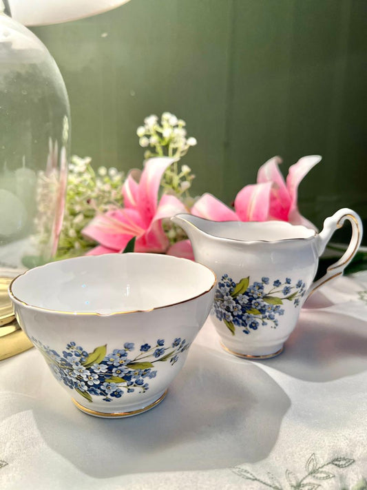 Regency English Bone China Floral Sugar Bowl & Milk Jug – 2 Piece