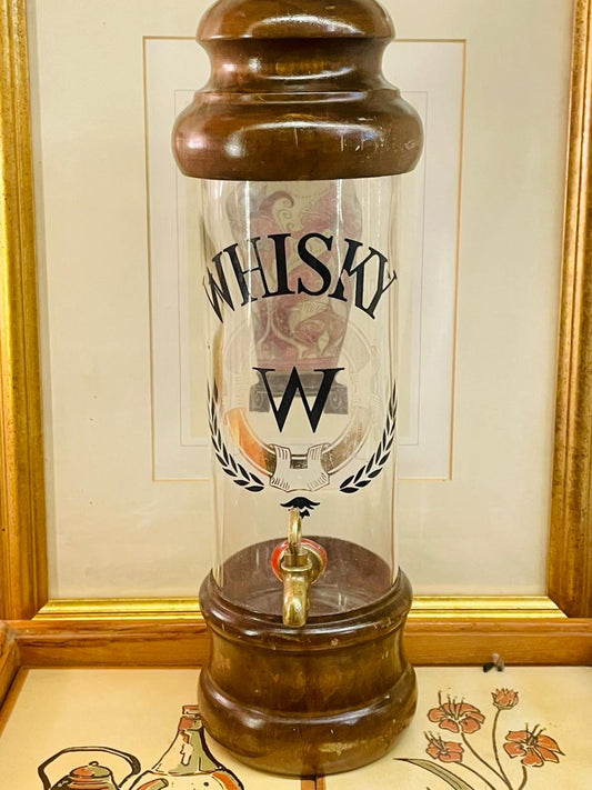 whisky dispenser, bar decor accessories, vintage barware, wooden whisky bottle, liquor dispenser, man cave decor, party serving tap, home bar essentials, glass whisky decanter, rustic drink dispenser