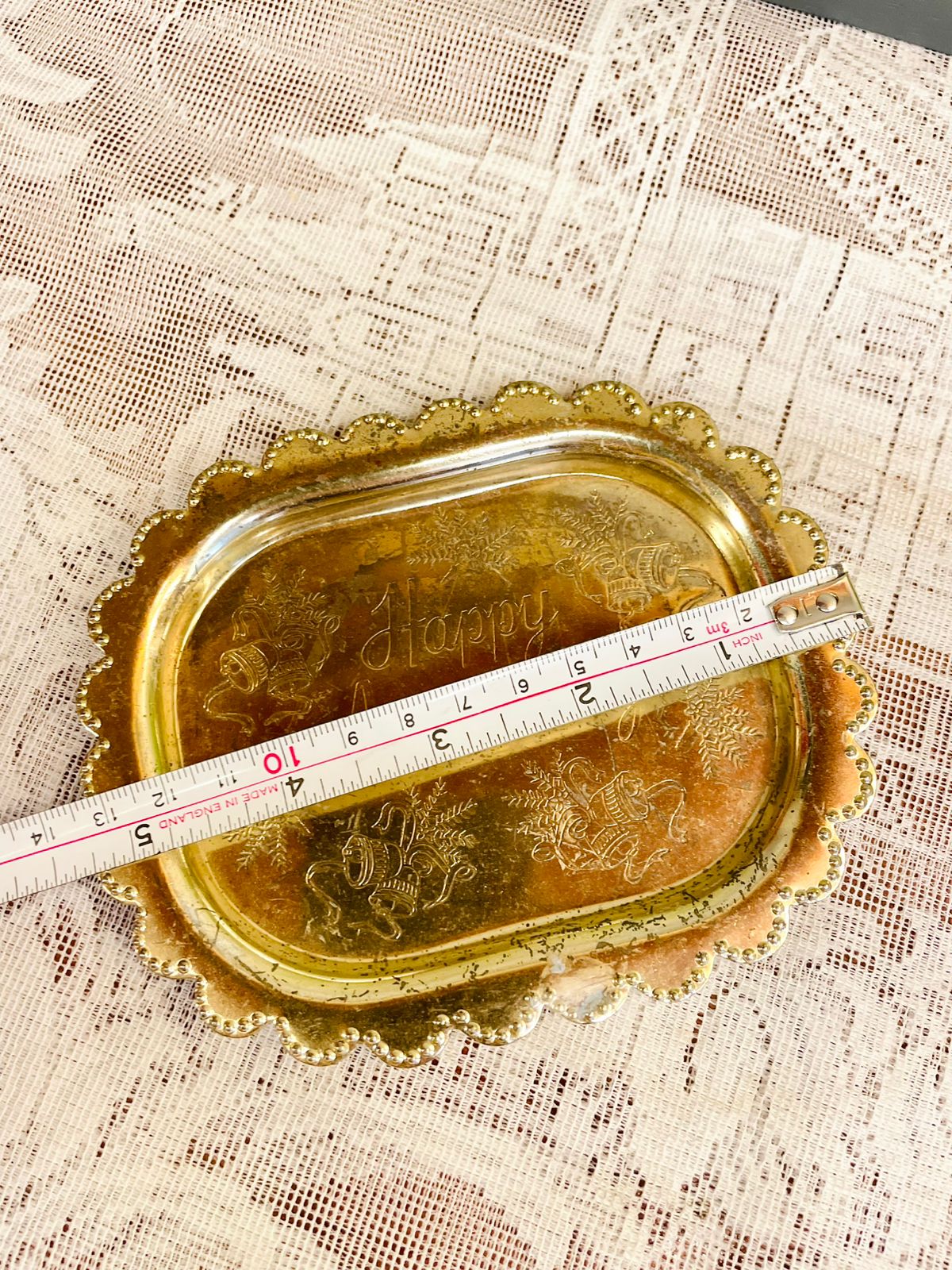 Vintage Gold Happy Anniversary Trinket Tray
