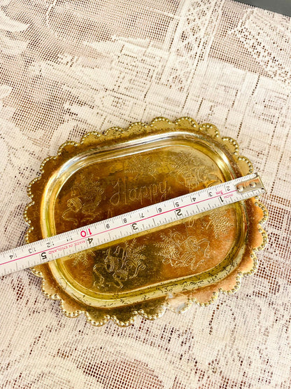 Vintage Gold Happy Anniversary Trinket Tray