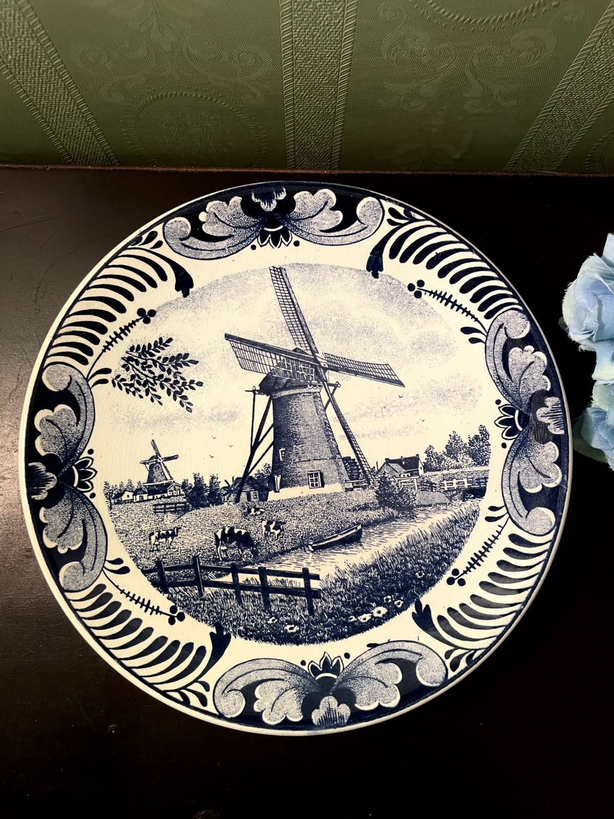 Delfts Handwerk Blue Windmill Decorative Plate 9 Inch