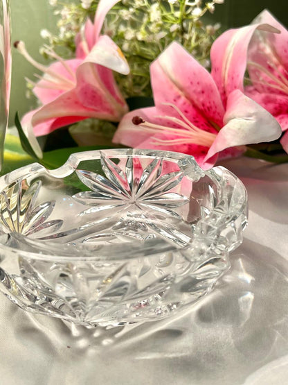 Vintage Clear Crystal Ashtray – 5 Inch Starburst Design
