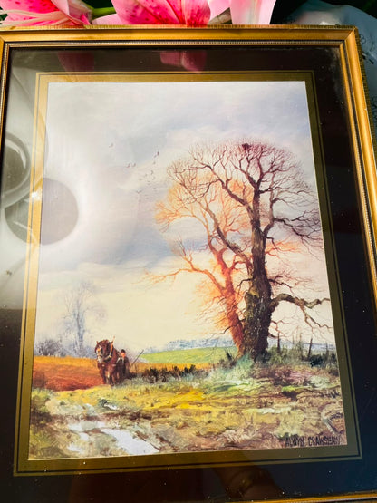 Country Landscape Framed Painting Gold-Tone Frame Approx. 38 cm