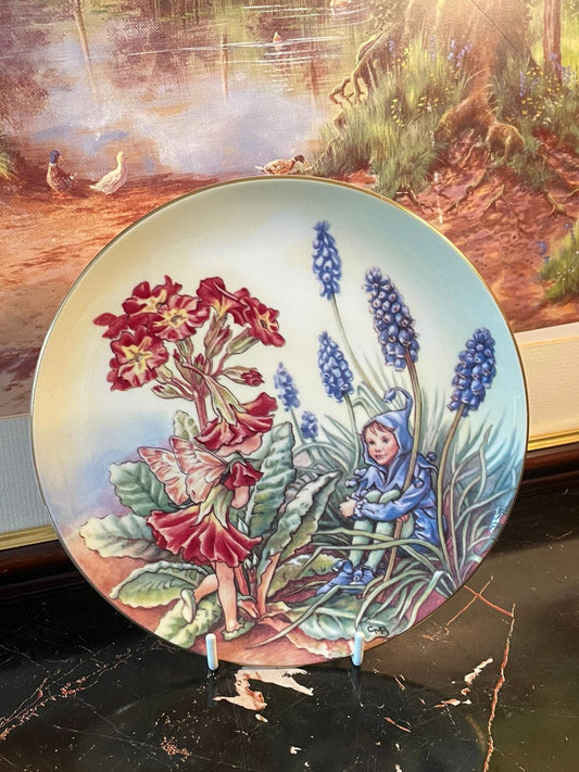 Vintage Flower Fairies Decorative Plate – Red Primrose & Bluebell Design