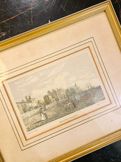 Framed Marine Parade Coastal Print with Gold Frame 10.7 inch