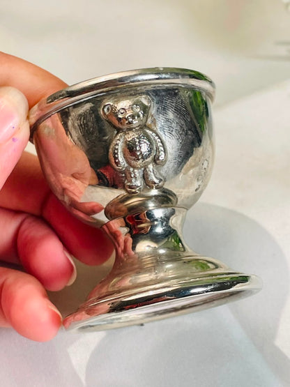 Silver-Tone Teddy Bear Egg Cup – 6 cm