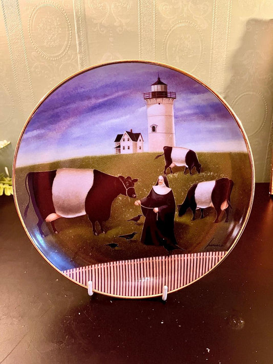 Vintage Lighthouse Cow Decorative Plate 8 Inch