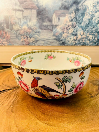 Vintage F. Winkle Pheasant Large Bowl | English Semi Porcelain