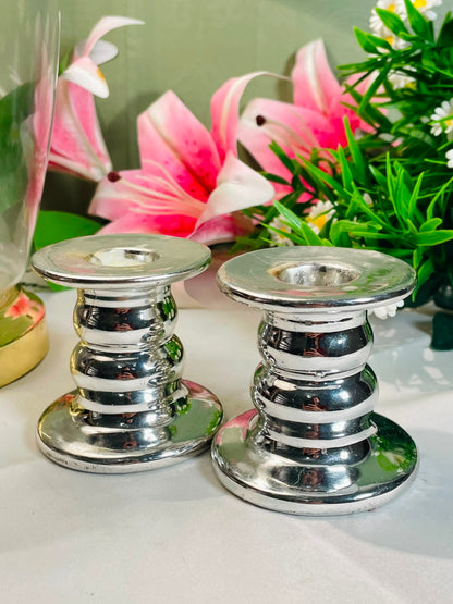Silver-Tone Candle Holders – 2 Pieces, 8 cm