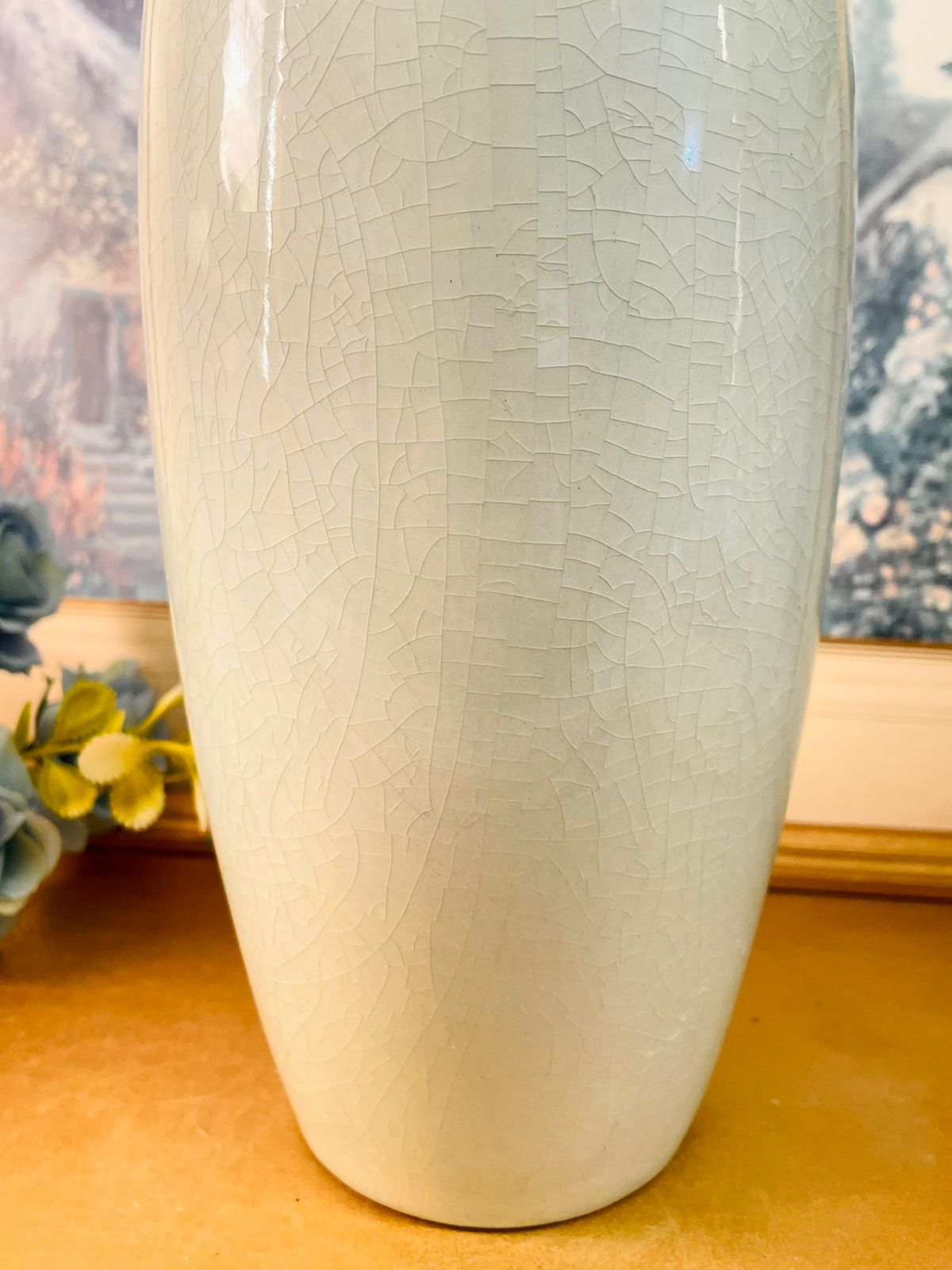 Tall Ceramic Vase Crackle Glaze Minimal Luxury Decor