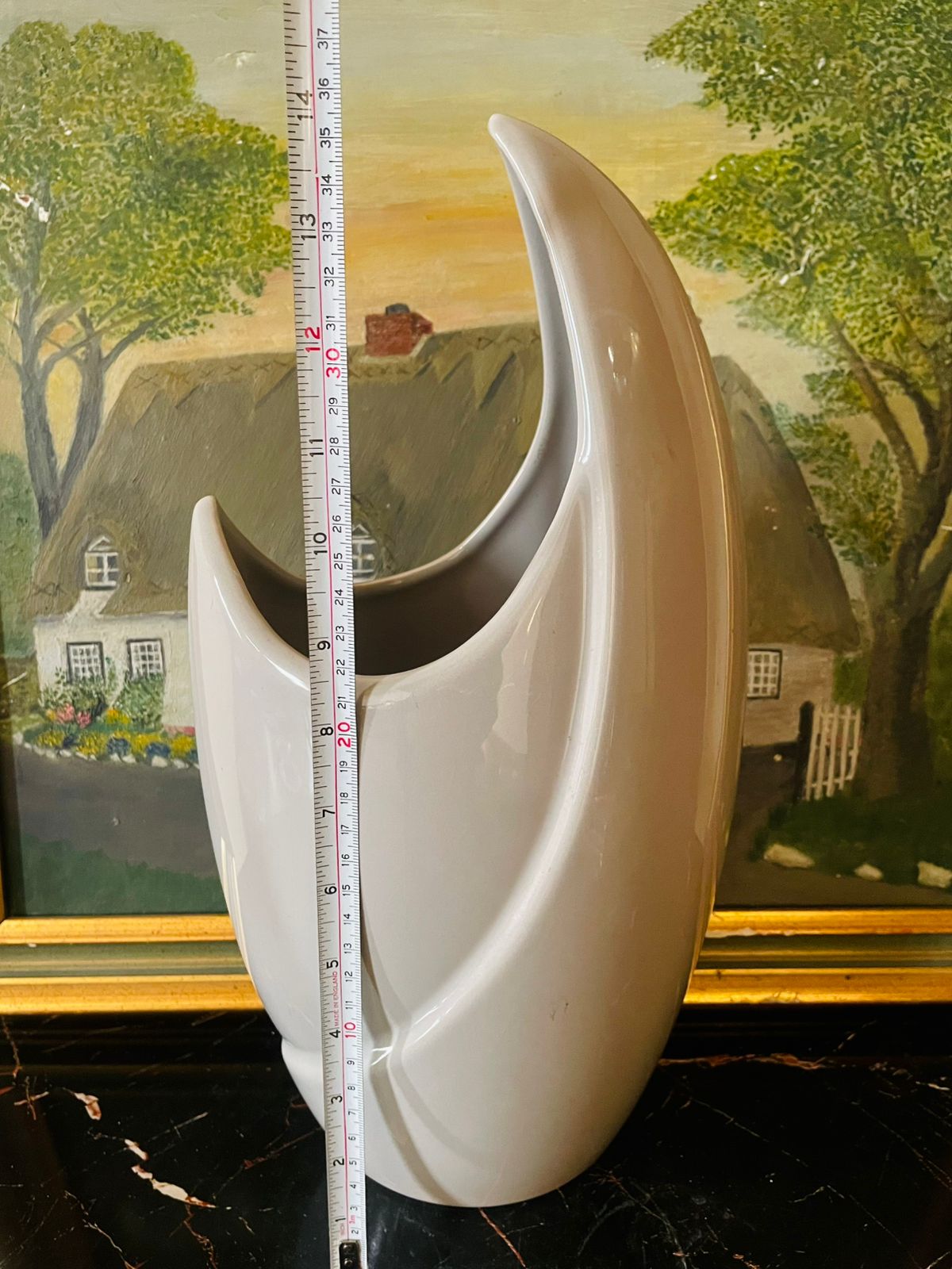 Modern Abstract Moon Vase – Grey Ceramic Minimalist Decor