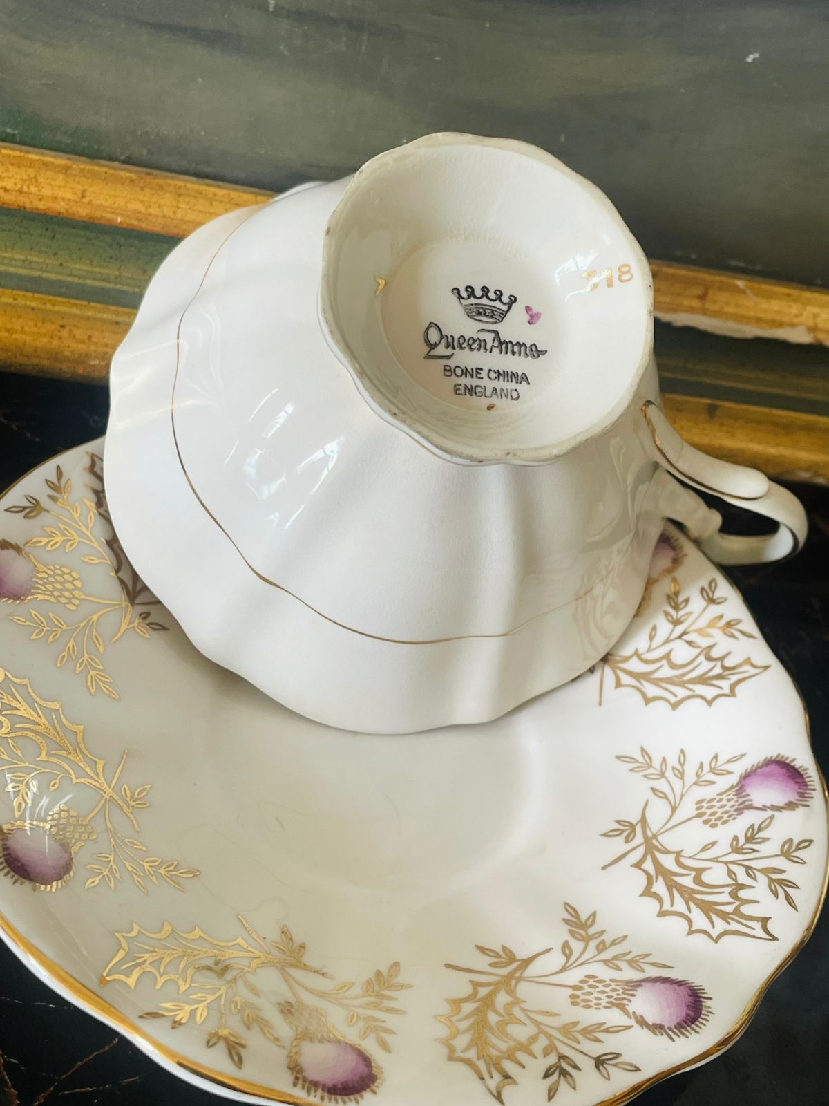 Queen Anne Fine Bone China Floral Cup & Saucer – Made in England